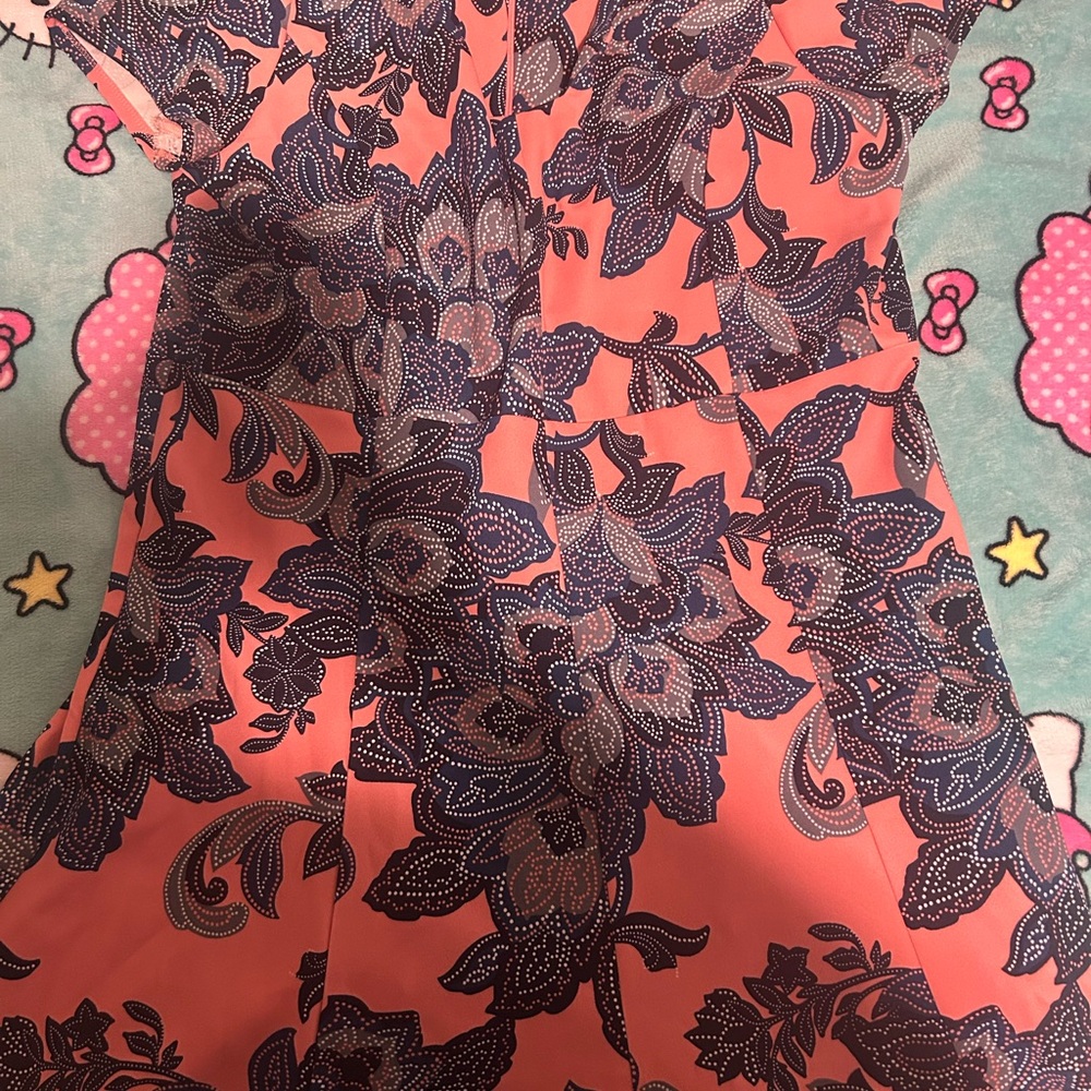 Chic Coral and Navy Floral Mini Dress